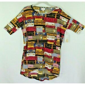 Lularoe Top XS T-Shirt Short Sleeves Rare SUITCASES Travel Print